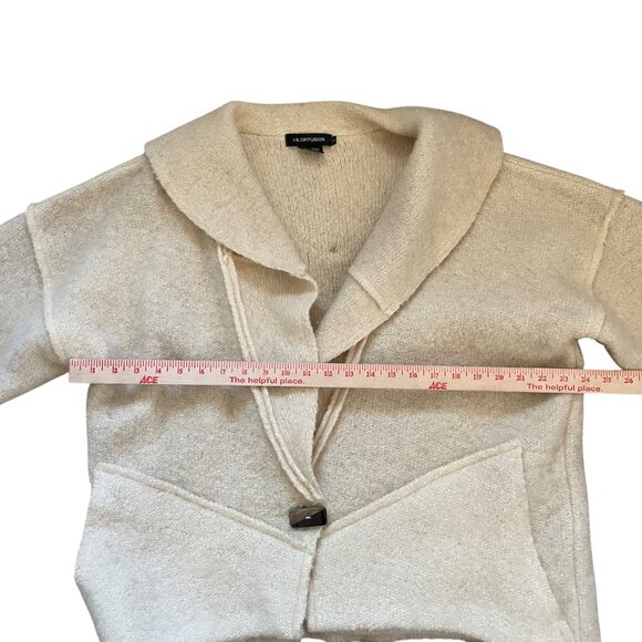 Vintage I.B. Diffusion Wool Mohair Blend Beige Cardigan Sweater With Shawl Colla - Picture 6 of 9